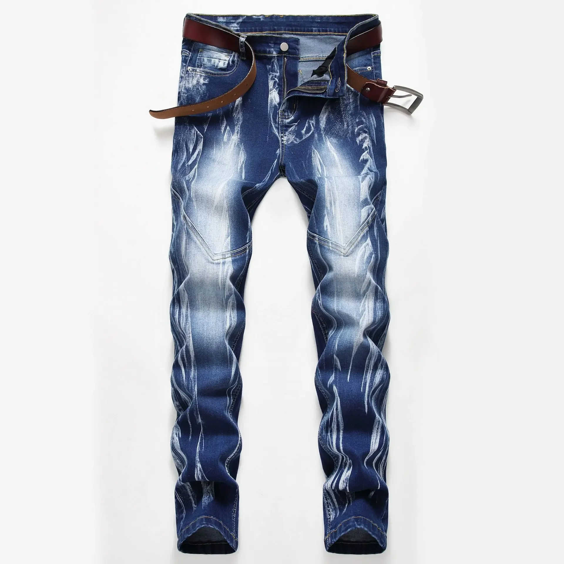 Streetwear Brand Jeans - Moda Baskı erkek Esneklik Ince Skinny