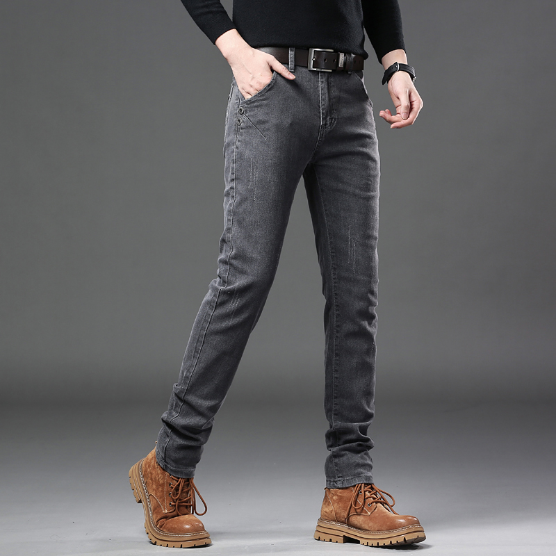 Yeni Saf Gri Kore Ince Kot erk - Streetwear Brand Jeans incelemesi ve fiyatı