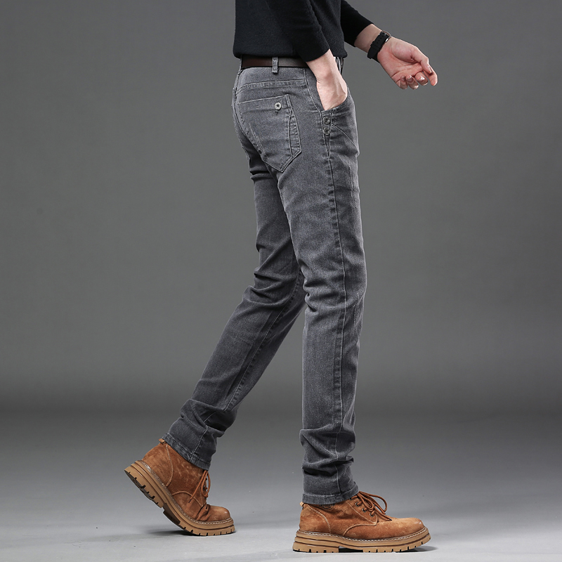 Yeni Saf Gri Kore Ince Kot erk - Streetwear Brand Jeans incelemesi ve fiyatı